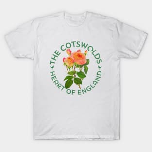 The Cotswolds UK England Botanical Cottage Roses Birds T-Shirt